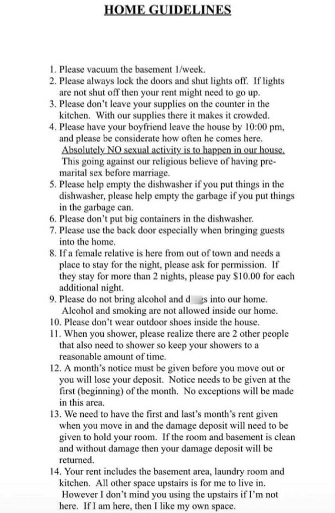 3: "My friend just received some questionably specific house rules from her landlord after signing!"