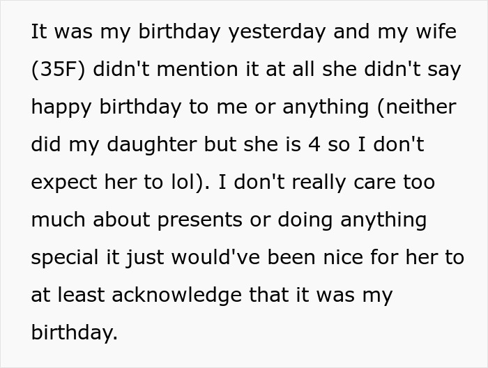 A man felt devastated after his wife yelled at him while he was having a panic attack just as his birthday ended
